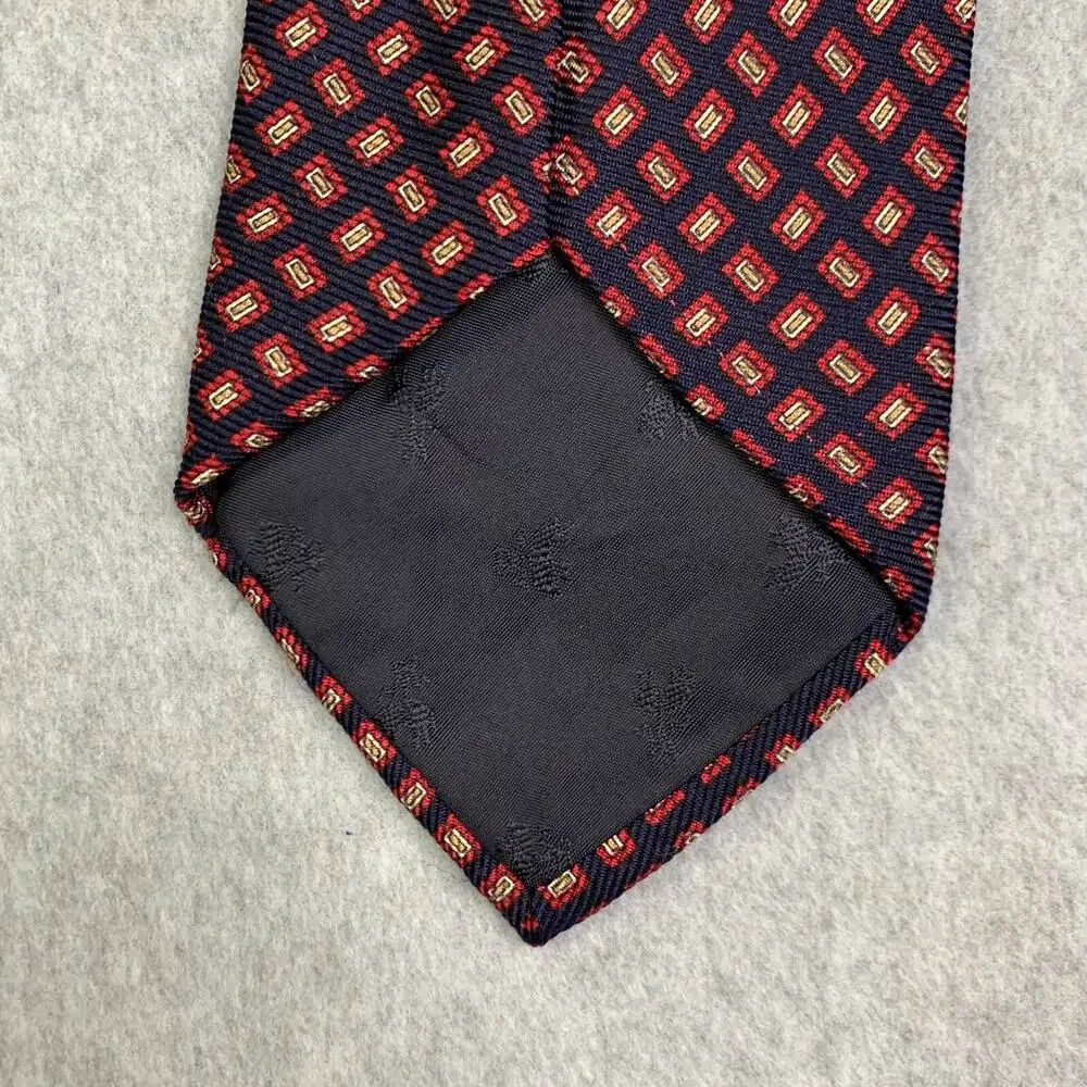 Brooks Brothers Makers Tie Silk Blue Red Geometric Print Made In USA Mens